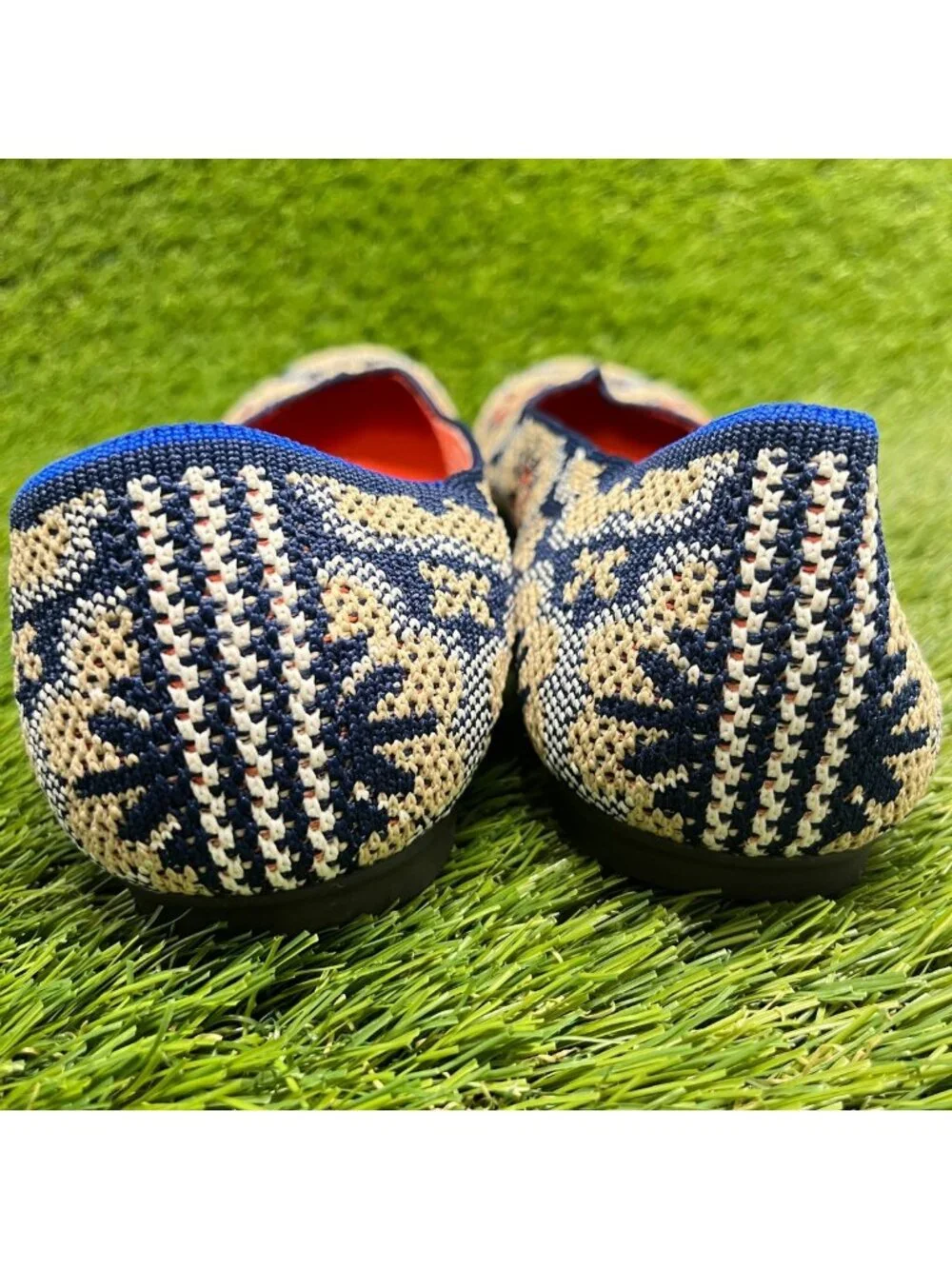 Rothy's The Flat Sapphire Burst Womens Size 8 Blue Cream Casual Slip On Flats
